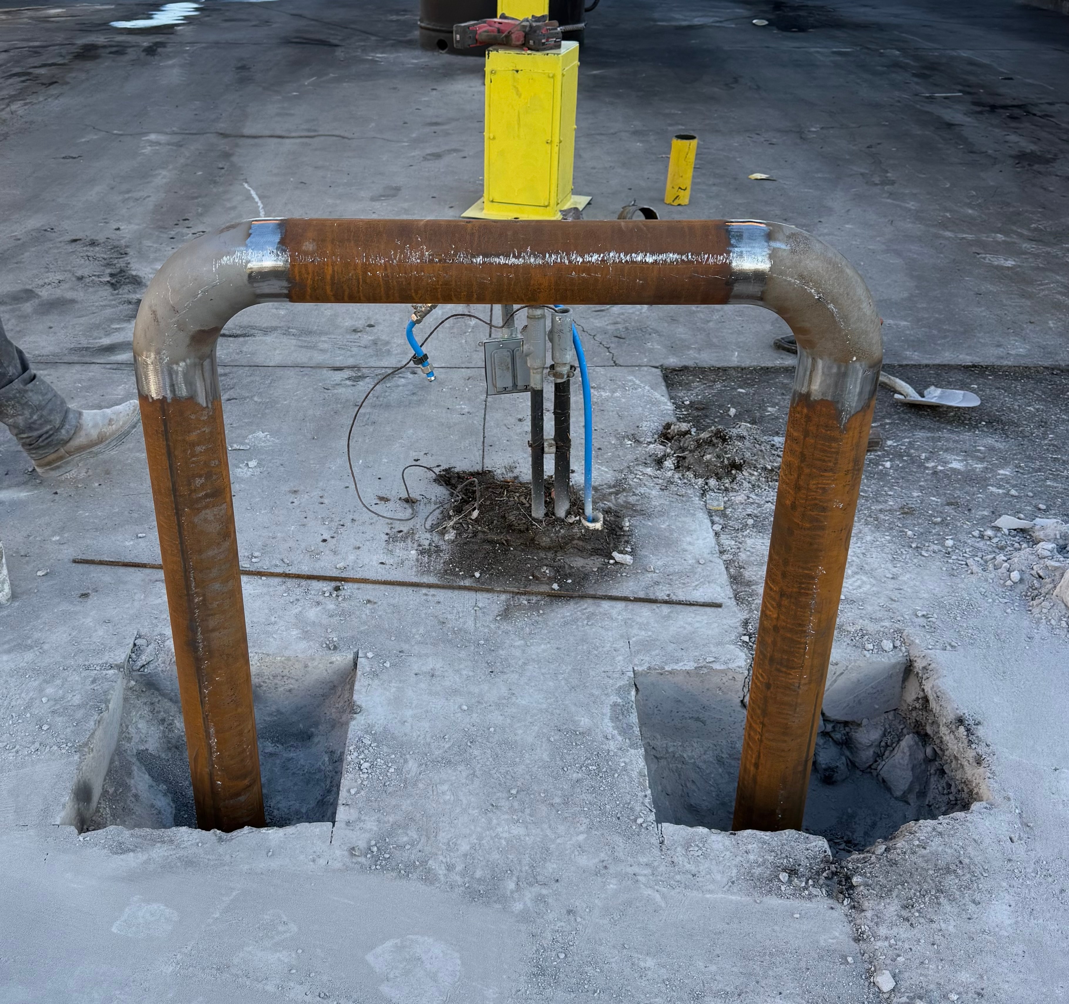 Bollard removal and concrete repair