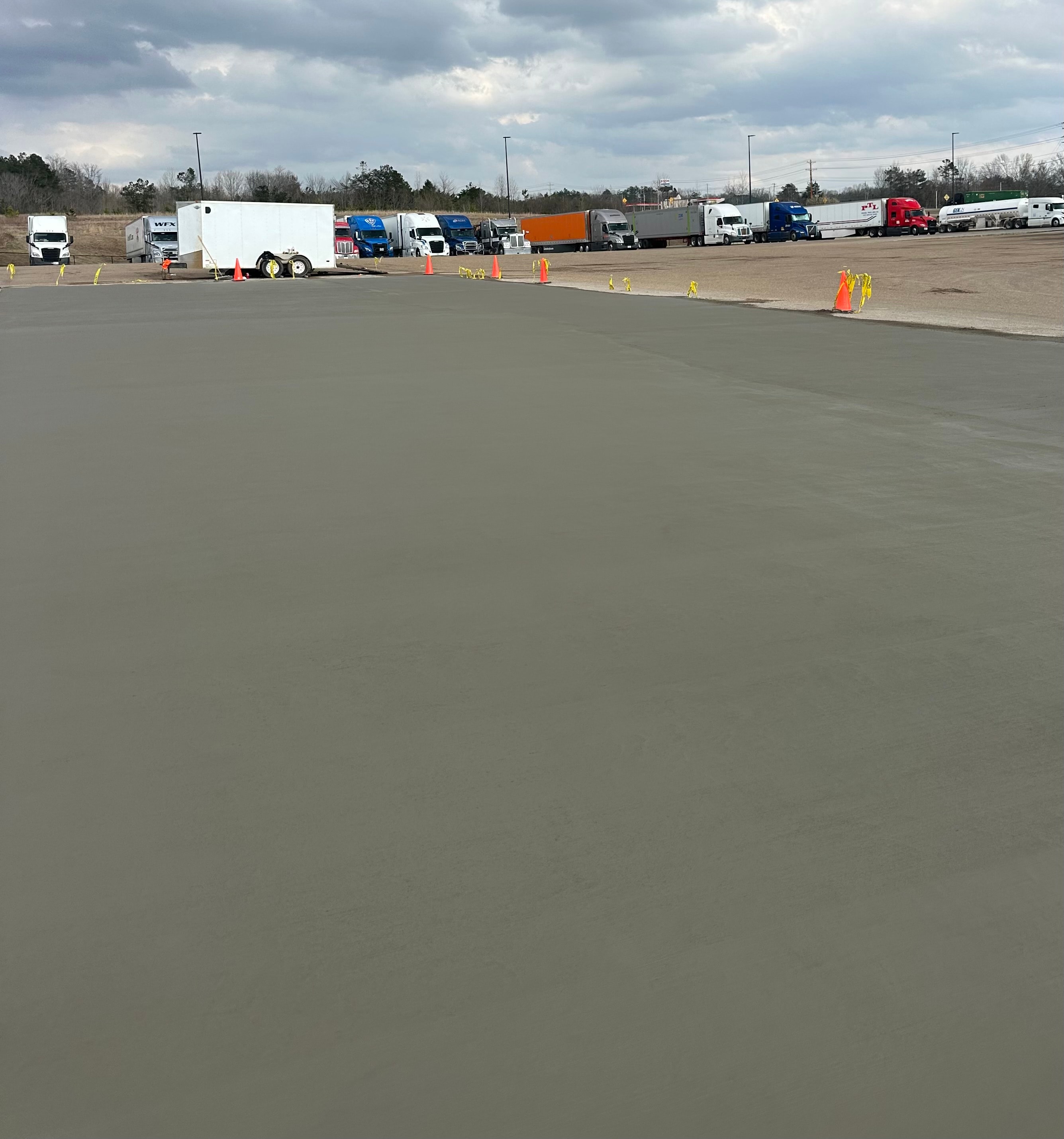 Truck stop parking lot concrete work