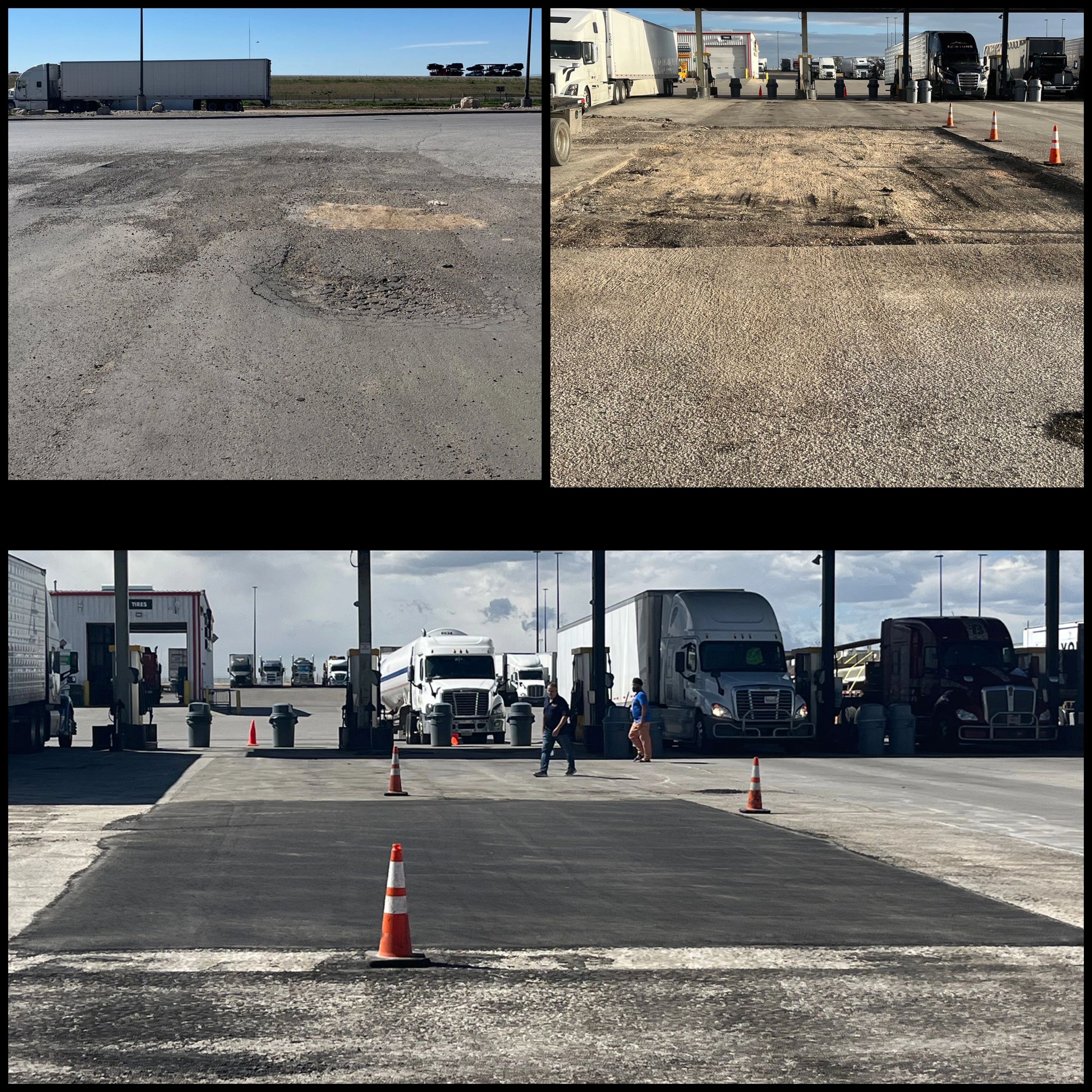 Commercial truck stop parking lot paving