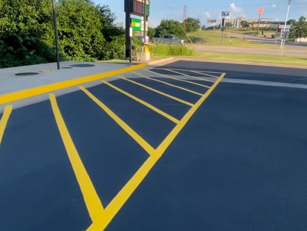 Parking lot line striping yellow markings